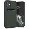 kwmobile Custodia Compatibile con Apple iPhone 12 mini Cover - Back Case Cellulare con Slot Porta Carte - Morbida in Silicone TPU verde scuro
