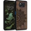 kwmobile Custodia Compatibile con Xiaomi Poco X3 NFC/Poco X3 Pro Cover - Back Case in Legno con Bumper in Silicone TPU - Sole marrone scuro