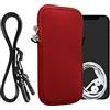 kwmobile Custodia in Neoprene con Zip per Smartphone - Portacellulare a Tracolla - Porta Cellulare da Collo Universale - Borsa Cover Telefono rosso