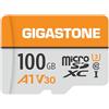 GIGASTONE Scheda Micro SD da 100 GB A1 V30, registrazione video 4K, compatibile con telecamera di sicurezza, Dash Cam, Drone, Scheda di memoria MicroSDXC da 100 MB/s UHS-I V30 classe 10, con