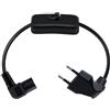 HuaLiSiJi Cavo Alimentazione C7 con Interruttore 2.5A 250V Eurospina 90° Angolata su C7 Spina 90° Angolata per TV, Laptop, Monitor, Stampante (Nero 90 Angolata, 1.5 m)