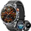 Haulvean Smartwatch Uomo Militare, 1000 mAh Batteria Orologio Smart, Due Cinturini, Schermo HD 1,75, Torcia LED, 100＋ Modalità Sportive, Monitoraggio della Salute, Chiamate Bluetooth per iOS Android (Nero)