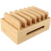 Enwye Stazione di ricarica in legno per 6 dispositivi, supporto da tavolo per cellulare, organizer multi-caricatore USB compatibile con telefono, tablet, e-reader