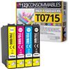 123CONSOMMABLES Confezione compatibile con Epson T0715, 4 cartucce