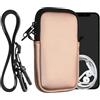 kwmobile Custodia in Neoprene con Zip per Smartphone - Portacellulare a Tracolla - Porta Cellulare da Collo Universale - Borsa Cover Telefono oro rosa metallizzato