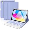 MoKo Custodia con Tastiera Multi-touch per iPad (A16) 11a Gen 11 Pollici 2025, Custodia per iPad 10a Gen 10,9 con Portapenne, Tastiera Bluetooth Staccabile Retroilluminata a 7 Colori, Lavanda Viola