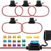 TUNOTYUE 5 Pezzi 14AWG Portafusibile In-Line, Impermeabile Lama Portafusibile, con 3/5/7.5/10/15/20/30 A Fusibile a Lama Standard e Estrattore Fusibili, per Auto, Barca, Camion, Moto, Caravan