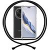 ANFAIRLACE Cover Cordino Compatibile con Honor Magic 6 Pro, Custodia Trasparente TPU Morbido Silicone Regolabile Antiurto Collana Chiaro Case, Nero
