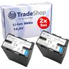 Trade-Shop - 2 batterie agli ioni di litio, 14,4 V/14,8 V, 6600 mAh, compatibili con Sony PXW-Z280 V, PXW-Z190 V, PXW-X200, PMW-150P, PMW-EX160, PMW-EX260, PMW-EX280