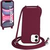 WenBaby Cover Compatible con iPhone 11,Cellulare Girocollo Custodia con Cordino TPU Corda Silicone Case Bumper per iPhone 11 Custodia, Rosso