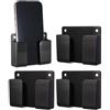 GNALIA 4 Pezzi Porta Phone Bagno Da Muro, Nero, Con Adesivo 3M E Foro Per Cavo, Supporto Universale Per Doccia/Camera/Scrivania, Standard
