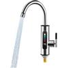 Lnopever Scallo Idrico Istantaneo Elettrico 3000 W, Rubinetto Elettrico In Acciaio Inox, Indicatore Di Temperatura A Led, Rubinetto Per Acqua Calda E Fredda, Girevole A 360° Per La Cucina,Il Giardino,Il Bagno