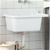 FWIKDUN Lavandino compatto per garage e giardino, robusto lavabo in plastica in PP, lavello montato a parete, bianco, 60 x 40 x 28 cm, per interni ed esterni con pratico