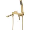 PHASAT Rubinetti per Vasca con Doccetta, Miscelatore oro spazzolato per Doccia per Bagno, Rubinetto per Vasca Monocomando in Acciai inox, Rubinetto a Parete Bagno Bocca Girevole a 90 ° PTBG18E