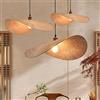 FUMIMID Lampada A Sospensione Bambù Lampadario A Forma Di Cappello Paralume in Vimini Intrecciata Rattan Stile Naturale Creativo E27 Lampadas Per Camera Da Letto Sala Da Pranzo Soggiorno Cucina,70cm