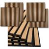 eacommerce | Pannello Fonoassorbente, Doghe in MDF, 60x60 cm, Rivestimento murale | Isolamento acustico, Facile da installare, Leggero | Confezione da 4 pezzi (Teak)