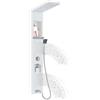 Aufun - Set completo per doccia e vasca in acciaio inox con ripiano e rubinetto, 5 funzioni colonna doccia pioggia e nebbia, 4 ugelli massaggianti a larghezza regolabile, doccetta e ingresso a cascata