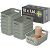 SmartStore Cestino portaoggetti con manici verde 10 x 1,6L (20,5x14,5x7,5 cm) | Contenitore in plastica riciclata | Scatola portaoggetti Essence S