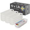 SmartStore Cestino portaoggetti con manici bianco 10 x 1,3L (29,5x10x6,5 cm) | Contenitore in plastica riciclata | Scatola portaoggetti Essence Slim