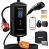 tomons Cavo Ricarica Auto Elettrica Tipo 2 con App, 11 kW 7M wallbox CEE trifase 16A,2,4 LCD IP65,Tempo e Corrente Regolabili per e Corrente Regolabili ID.3/4/5/7, Model Y/3,e Altri PHEV/EV