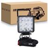 RIGIDON Faro da ricerca led, 4 pollici 48W Faro Led Quadrato con Calamitato | Base Magnetica, Accendisigari Alluvione, Cavo 5 metri per Auto Fuoristrada Camion 4x4 SUV ATV Barca Spotlight, 6000K bianca
