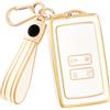 OFF WE GO Custodia Chiave Cover Chiave Guscio Chiavi per Renault Clio Dacia Espace 5 Talisman Megane Kadjar Captur Zoe Arkana Coprichiave Macchina Copri Chiavi Telecomando Auto Portachiavi, Oro Bianco