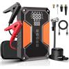 LHYNEE Power Bank di avviamento con compressore d'aria, 6000 A 150 PSI avviamento per veicoli da 12 V (fino a 9,0 l benzina/6,5 l diesel), compressore portatile con schermo LCD e torcia multifunzionale