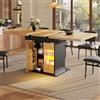 YEHTOKHOME Tavolo da pranzo allungabile 4-6 persone, tavolo da cucina rettangolare con deposito, ante in vetro, illuminazione LED intelligente, per piccoli spazi, 110-140x80 cm(C)