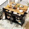 NNJN Isola da cucina di alta qualità con ruote e ante in vetro, carrello multifunzione con venature del legno e grande spazio di archiviazione, mobile buffet, carrello da cucina per sala da pranzo