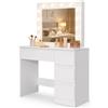 Shally Dogan Toeletta Trucco Bianca con Specchio e 12 Luci LED, 3 Cassetti, Postazione Makeup in Legno Design Minimal, Ideale per Interni, Casa, Camera da Letto, Cameretta 94 x 43 x 140 cm