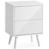 HOMN LIVING Comodino Telmo 2 cassetti Colore Bianco, 40 cm (Larghezza) 30 cm (profondità) 55 cm (Altezza)