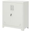 YITAHOME Armadietto da ufficio, in metallo, con 2 ripiani regolabili, 80 x 40 x 90 cm, con serratura e fori di ventilazione, per casa, ufficio, garage, palestra, scuola, colore bianco
