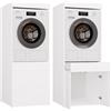 BDW - Armadietto per lavatrice e asciugatrice Pola Twin, 180 x 64 x 64 cm, mobile alto per bagno, mobili da bagno, asciugatrice, 1S Bianco