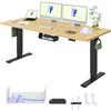 FLEXISPOT Scrivania Regolabile in Altezza 180x80 cm, Piano in Bambù Massello 25 mm, 2 Motori, Display con 4 Memorie, Gestione Cavi