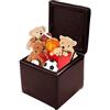 LIFEZEAL Pouf Cubo, Contenitore, Pioggiepiedi, Ottoma in PU, Sedile Imbottito, Telaio in Legno, Già Montato, per Soggiorno, Camera da Letto e Cameratta, Peso Max 300 kg, 40x40x40 cm (marrone)
