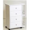 LIBEROSHOPPING.eu - LA TUA CASA IN UN CL Cassettiera Poker Carrello con portabottiglie e piano in mattonelle (Laccato Bianco)
