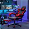 GartistGo Sedia da gioco con poggiapiedi allungabile e supporto lombare regolabile, reclinabile a 90°-155°, in pelle PU, sedia ergonomica per computer, sedia da ufficio in memory foam con cuscino per