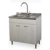 Yellowshop - Mobile cucina sottolavello a 2 ante cm 80 effetto legno frassino moire componibile con lavello inox e scolapiatti Basic (Sottolavello con lavello 2 vasche)