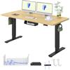 FLEXISPOT Scrivania Regolabile in Altezza 160x80 cm, Piano in Bambù Massello 25 mm, 2 Motori, Display con 4 Memorie, Gestione Cavi