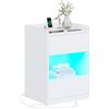 AOGLLATI Comodini Camera da Letto con Stazione di Ricarica e Luci LED, Tavolino con 2 Cassetti e 1 Ripiano Aperto, 2 Prese AC, 2 Porte USB, Tavolino Moderno per Soggiorno, Camera da Letto, Bianco