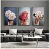SXXRZA Decorazione murale 3x50x70cm Senza Cornice Testa di Fiori nordica Donna Dipinti su Tela Feather Girls Immagini per pareti Decorazioni per la casa
