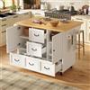 Kebnor Isola da Cucina, Armadio, Credenza, 120x73(45) x 93 cm, carrello da cucina estensibile su ruote con porta asciugamani e porta spezie, ripiani regolabili, due ante, cinque cassetti (bianco)