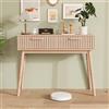 MISNODE Tavolo Consolle Con 2 Cassetti, Tavolino Stretto per Ingresso, Mobile Accento in Legno per Corridoio, Soggiorno, Camera Da Letto, Naturale