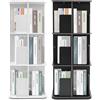 NiuLifeya Libreria girevole a 3 ripiani, display a 360°, con alloggiamento in acciaio inox e lamiera di sicurezza, per cameretta dei bambini, soggiorno, ufficio e camera da letto, 39 x 39 x 97 cm (bianco)
