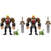 Masters of the Universe - MOTU KIDS Personaggio HE-MAN, personaggio snodato dotato di una funzione di attacco, con accessori, da collezione, Giocattolo per Bambini 4+ Anni, HLF51 (Confezione da 2)