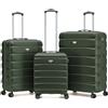 Flight Knight Set di 3 Valigie Rigide in ABS Bagaglio a Mano 55 cm Compatibile Ryanair Priority TUI con Valigie da Stiva Media e Grande Leggere e Resistenti 8 Ruote Spinner con Serratura TSA