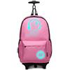 KONO Zaino Trolley per Bambini, Zaino Scuola Elementare con Ruote e Manico Telescopico, Motivo Luminoso al Buio, Bagaglio a Mano per Scuola e Viaggi, Rosa