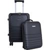 Thesè Valigia + Zaino Bagaglio a Mano Rigida 55x24x33 | Trolley Cabina 4 Ruote 360° | Lucchetto TSA | USB-C Ricarica | Porta Borraccia | Supporto Smartphone | Set con Zaino Rigido 31x8x40 |