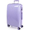ITACA - Valigia Bambina Mediano - Valigia Bambini Resistente e leggera - Trolley Bambina leggera con 4 ruote Cabina aereo - Trolley Bambino Lucchetto a combinazione, Malva