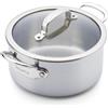 GreenPan Premier 5PLY Casseruola Inox Non Rivestita con Coperchio Vetro 16 cm/1,58 L, 5-Strati, Induzione, Adatta al Forno 250 °C, Lavabile in Lavastoviglie, Argento